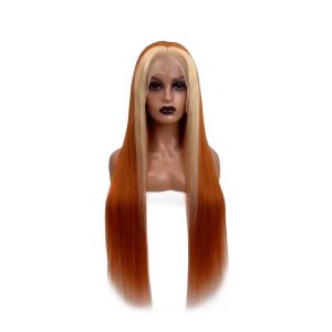 Perruque brésilienne lace frontale – Roux Orange Blond 100% cheveux humains