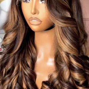 Perruque brésilienne ondulée – Blond miel – 22&Prime; 100% cheveux humains